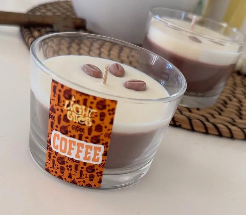 Κερί Coffee με ετικέτα με κόκκους καφέ